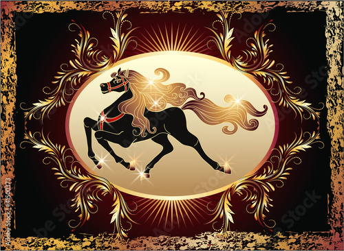 Galloping horse and luxurious ornament