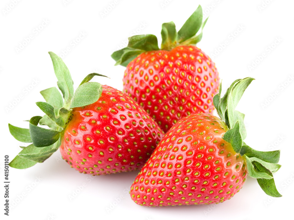 Fresh strawberry isolated on white background. Studio macro