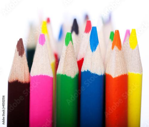 Colored Pencils over white Background