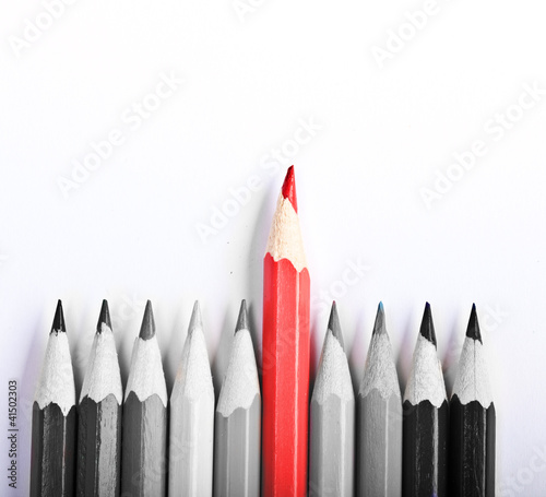 Red Pen standing out, over white background