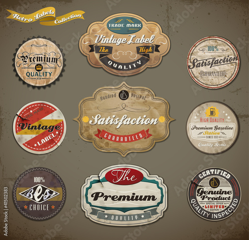 Retro styled old papers Label collection.