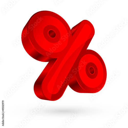 Sale 3D Percent Sign Red
