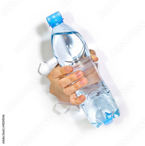 Hand with bottle of water