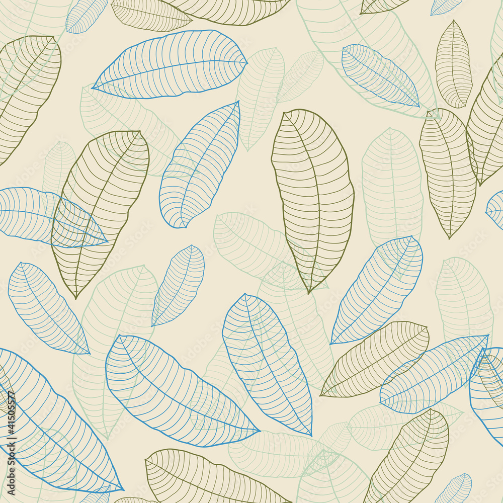 Vector illustration. Seamless pattern of abstract leaves.