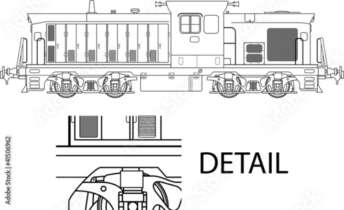 High detailed vector illustration of modern locomotive