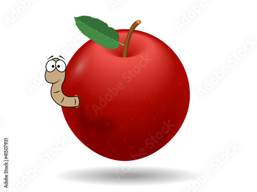 Red apple with worm