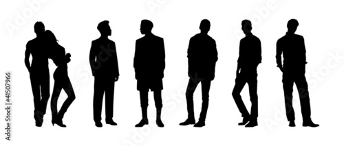 Black silhouettes of men and woman