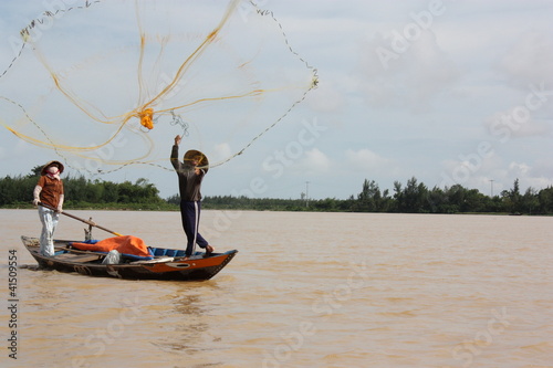 Fischer auf dem Mekong Fluss