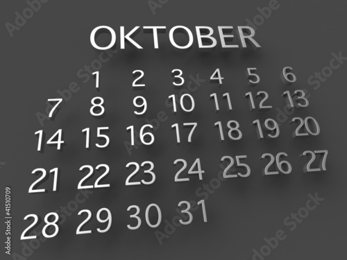 3d Kalender Oktober