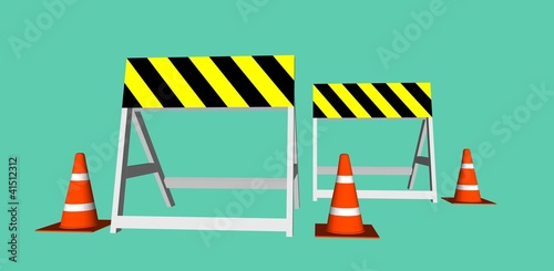 Traffic cones on isolated white background