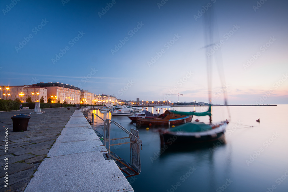 Trieste port at night