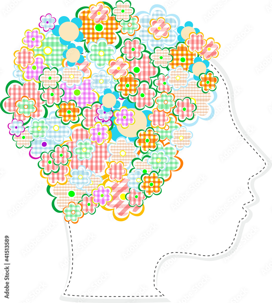 Beautiful woman head silhouette with flowers Beautiful woman head silhouette with flowers