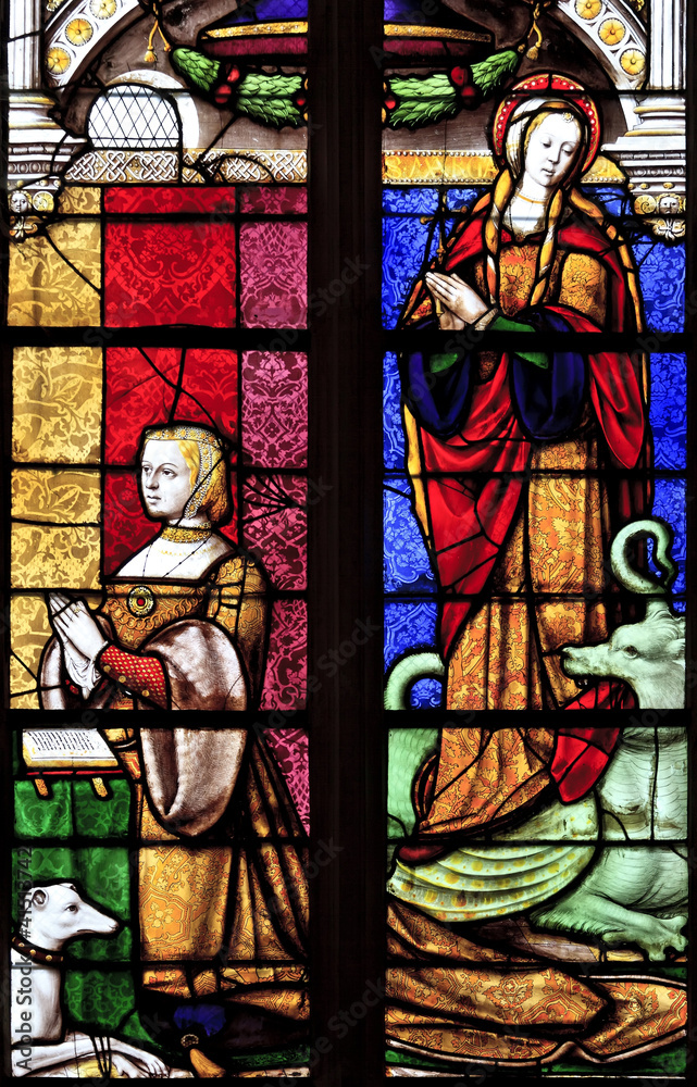 Church of Brou stained glass of Margarete and St Margaret
