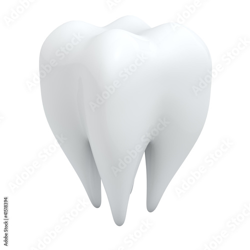 3D human tooth isolated on white background.