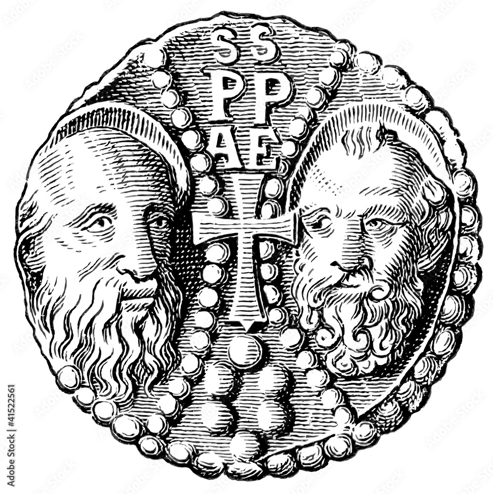 Golden Bull Pope Leo X. The obverse. Depicts Peter and Paul. Stock