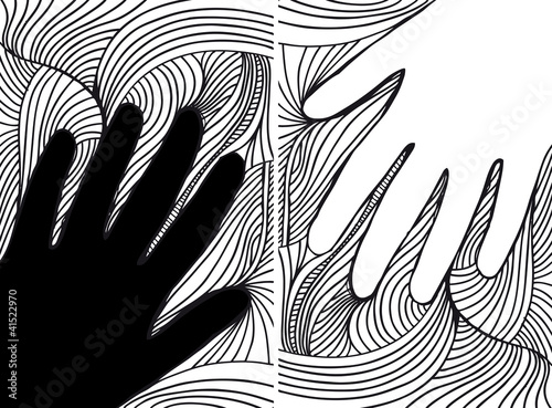 Sketch of hand on abstract background. vector illustration