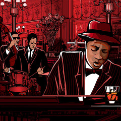 Poster Art Studio Piano Jazzband im Restaurant  © Isaxar