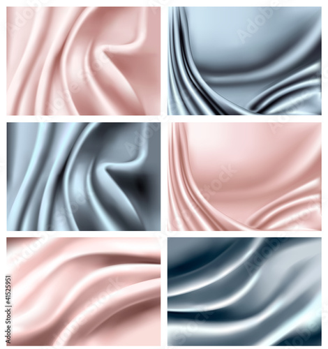 Set of elegant colorful silk texture. Vector illustration.