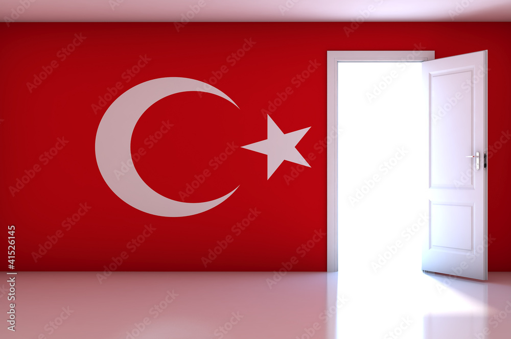 Obraz premium Turkey flag on empty room