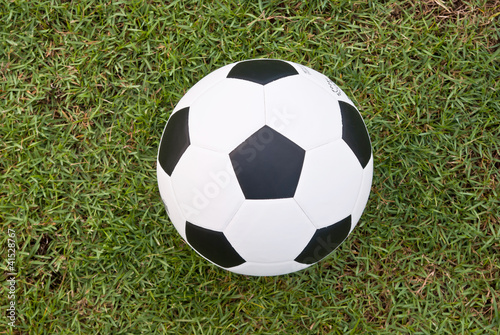 Soccer or football ball on green grass