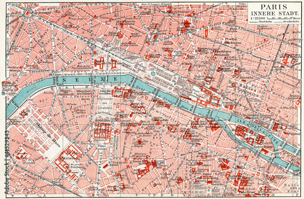Obraz premium Map of central Paris.
