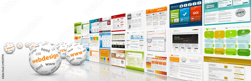 Webdesign, 3D, Kugel, Website, Homepage, Design, Template, SEO - obrazy, fototapety, plakaty 