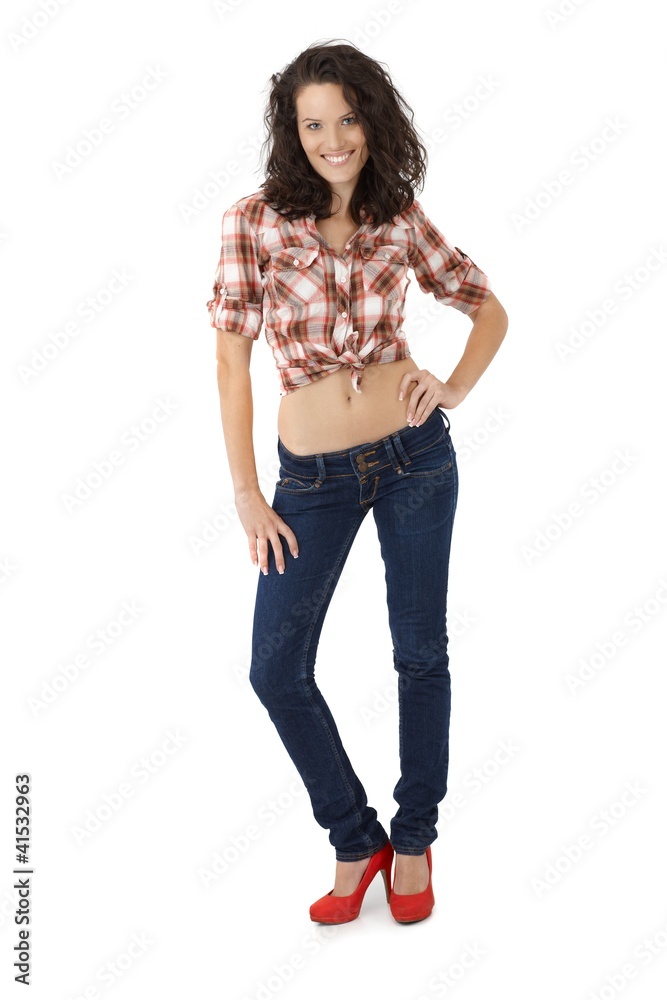 Sexy woman in jeans and high heels Stock Photo | Adobe Stock