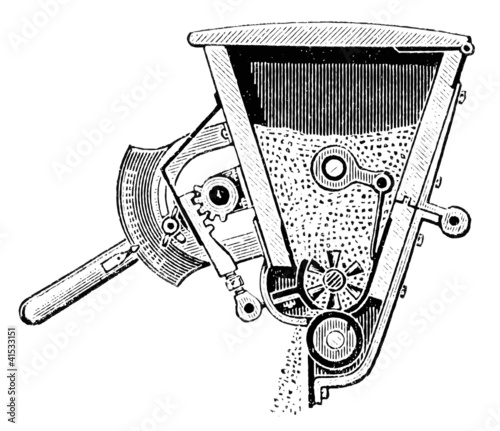 The mechanism of fertilizer spreader. The system of Voss