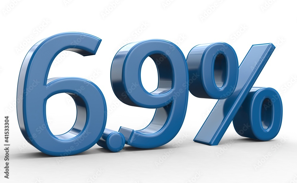 6.9 % 3d Schrift blau 6.9 % 3d Schrift blau