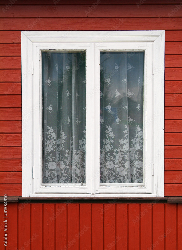 Window on old stylish wooden wall Window on old stylish wooden wall