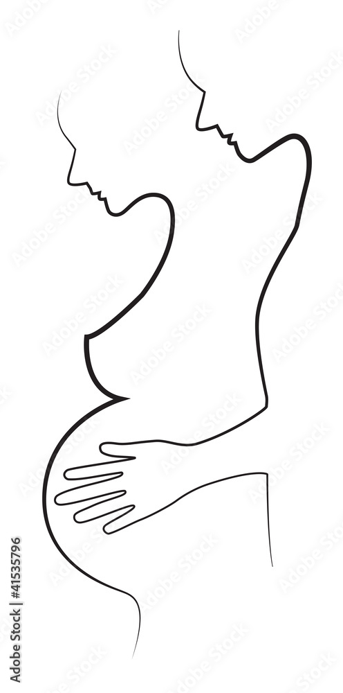 Parents silhouettes isolated on white