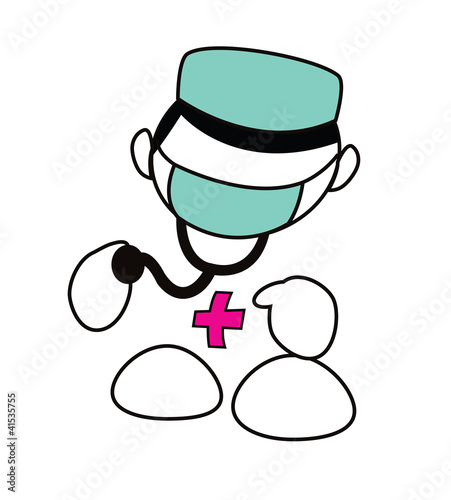 Funny cartoon doctor isolated on white