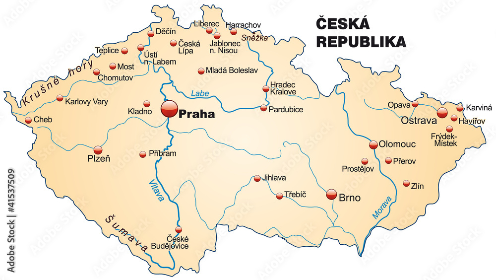 Übersicht von Tschechien als Inselkarte