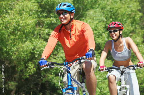 Bicyclists in park