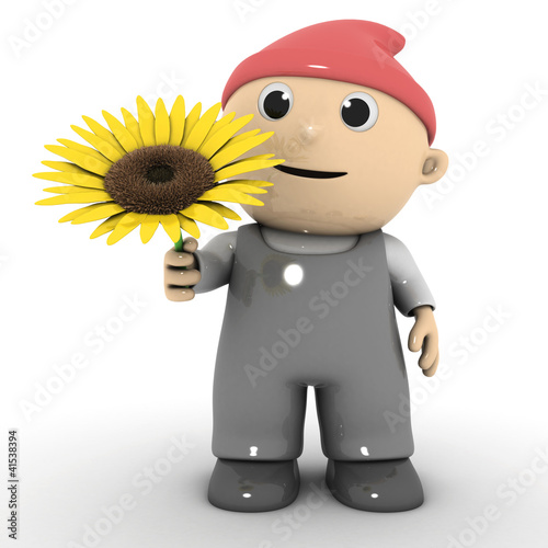 Fototapeta Naklejka Na Ścianę i Meble -  cute gnome - sunflower