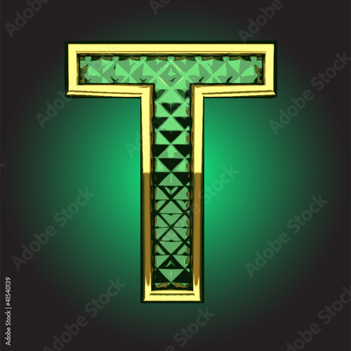 Vector golden figure with emerald