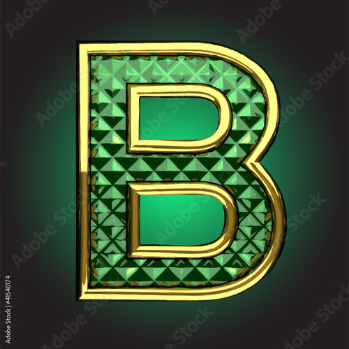 Vector golden figure with emerald