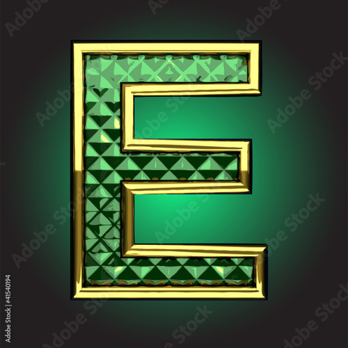 Vector golden figure with emerald