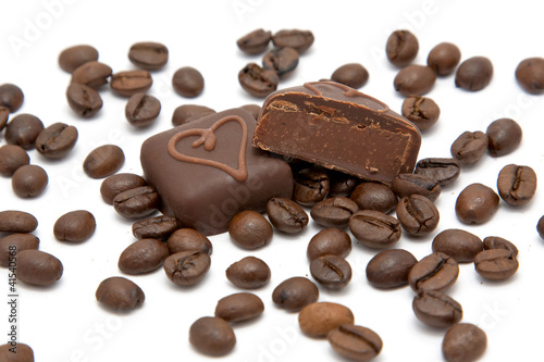 chocolate candy with coffee filling in coffee beans