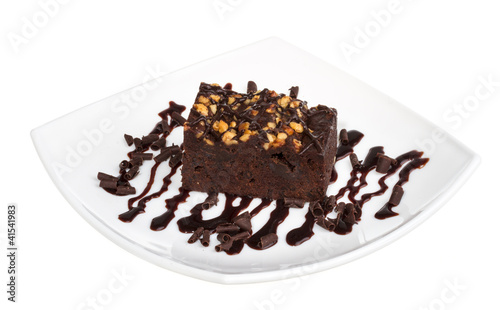 cake truffle with black chocolate sauce
