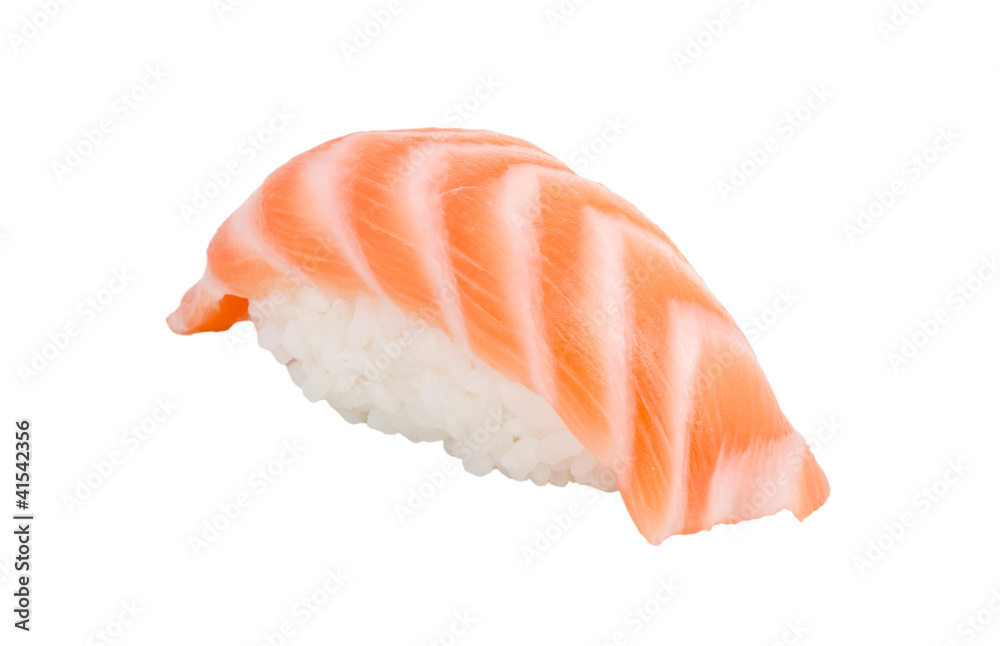 studio shoot of japanese sushi vaki with salmon on white backgro studio shoot of japanese sushi vaki with salmon on white backgro