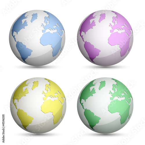 Metallic Globe Icons Set