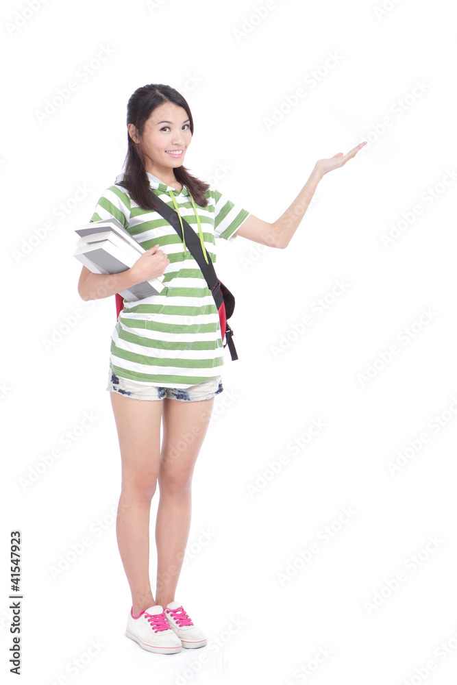 student girl hand showing with empty copy space student girl hand showing with empty copy space