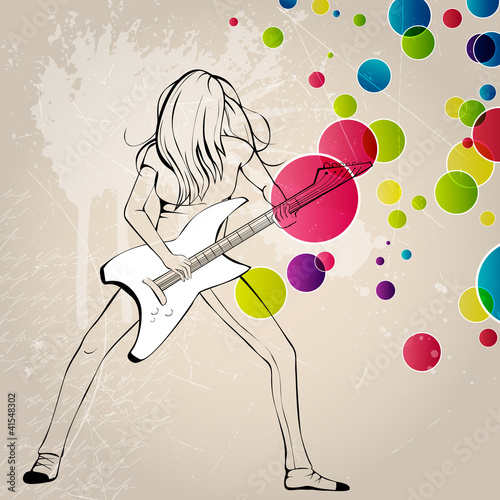 Vector illustration of a rock musician playing guitar
