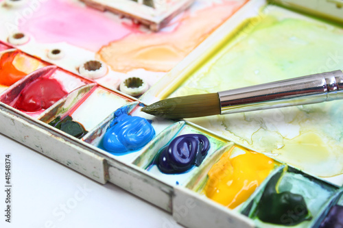 watercolor palette and Paintbrush