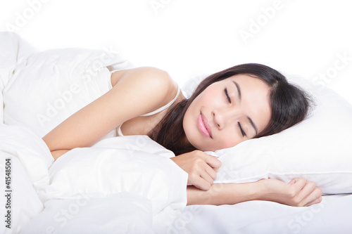 Sleep Girl on bed in the morning