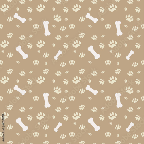Background with dog paw print and bone