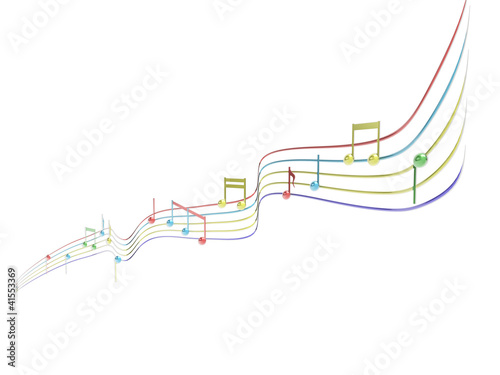 Pentagramma musicale, note in musica 3d