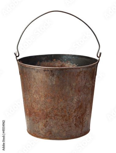 Old Rusty Bucket isolated with clipping path
