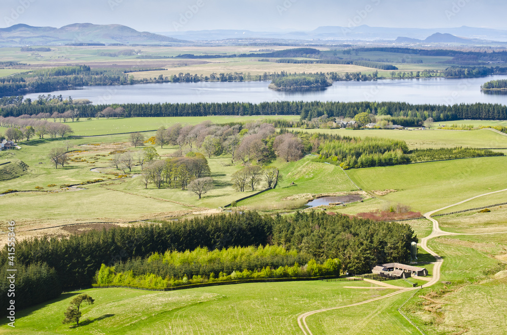 View across Gladhouse Reservoir to Pentland Hills and Edinburgh